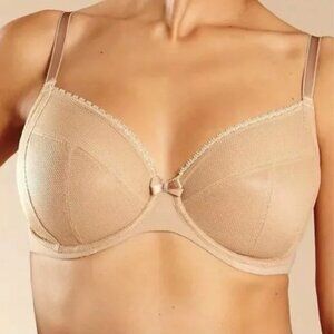 Chantelle Parisian Plunge Underwire Unlined Bra Nubuck Nude 32H